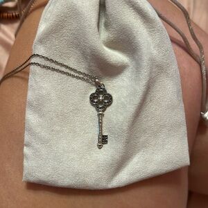 Sterling silver with black & white diamonds key necklace